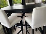 Bartafel met 4 IKEA Bergmund Barkrukken - Zwart, Huis en Inrichting, Ophalen, Met voetsteun, Zo goed als nieuw, 90 cm of meer
