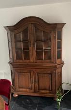 Eiken Kast Met Glasvitrine massief, Ophalen, 200 cm of meer, Met deur(en), 150 tot 200 cm