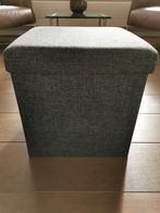 Stoffen poef zwart/grijs met opbergruimte, Ophalen, Minder dan 50 cm, Vierkant, Minder dan 50 cm