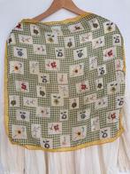 Zijde vintage SJAAL met postzegel Print - anna zélie, Kleding | Dames, Ophalen of Verzenden, Gedragen, Sjaal