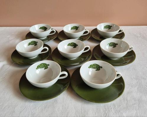8 kop en schoteltjes Seltmann Weiden schildpad, Antiek en Kunst, Antiek | Servies compleet, Ophalen of Verzenden
