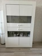 Witte hoogglans vitrinekast, Ophalen, 50 tot 100 cm, Zo goed als nieuw, 150 tot 200 cm