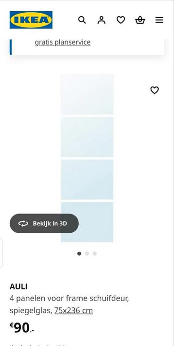 3 auli Ikea spiegels 75 cm voor pax kast beschikbaar voor biedingen