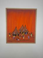 Jacques Zigoma Schilderij - Afrikaans Dorp, Antiek en Kunst, Kunst | Schilderijen | Klassiek, Ophalen of Verzenden