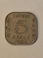 5 cent cylon 1926, Ophalen of Verzenden, Zuidoost-Azië