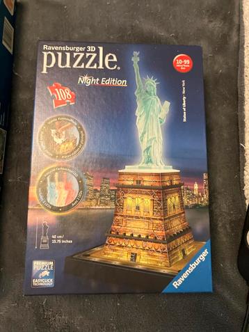 Ravensburger 3D Puzzel - Statue of Liberty Night Edition beschikbaar voor biedingen