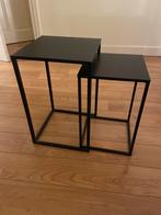 Zwarte metalen bijzettafeltjes set, Ophalen, Minder dan 45 cm, Minder dan 55 cm, Metaal of Aluminium