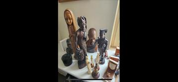 Collectie Houten Afrikaanse Beelden beschikbaar voor biedingen