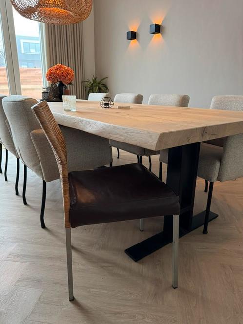 In Prijs Verlaagd! 4 KFF design eetkamerstoelen, Huis en Inrichting, Stoelen, Gebruikt, Vier, Leer, Bruin, Ophalen