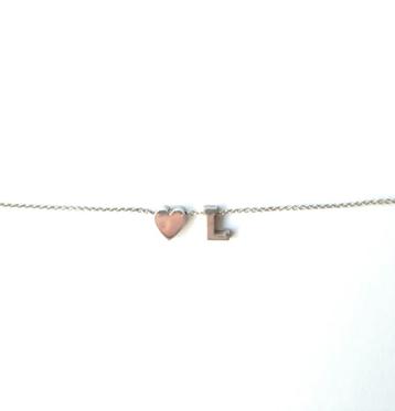 925 zilveren initial ketting 44 cm (L en hartje) beschikbaar voor biedingen