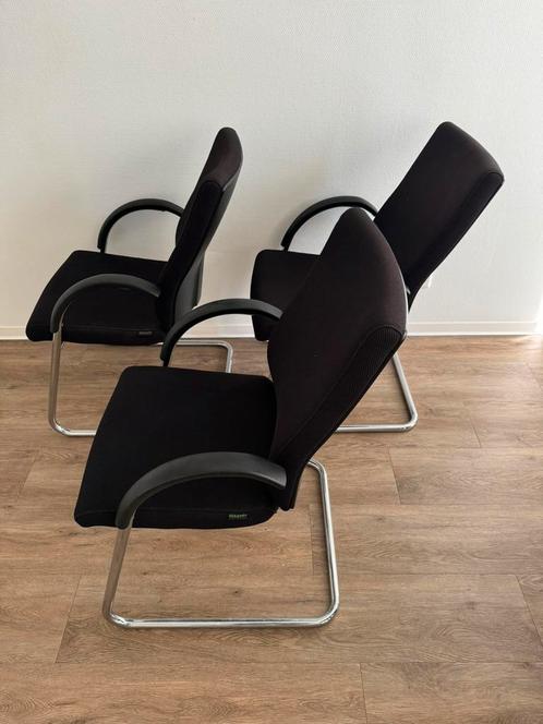 3x Dauphin vergaderstoelen / bezoekersstoel zwart, Huis en Inrichting, Stoelen, Zo goed als nieuw, Drie, Kunststof, Zwart, Ophalen