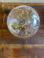 Vintage design dik glazen bolvormige  hanglamp bladgoud, Ophalen of Verzenden