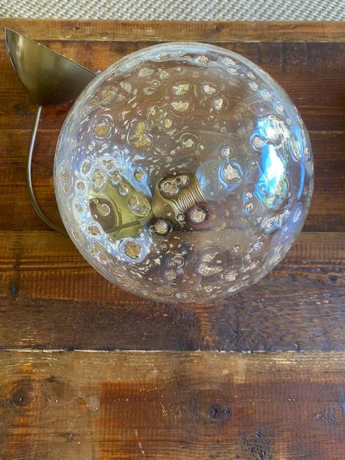 Vintage design dik glazen bolvormige  hanglamp bladgoud, Antiek en Kunst, Antiek | Lampen, Ophalen of Verzenden