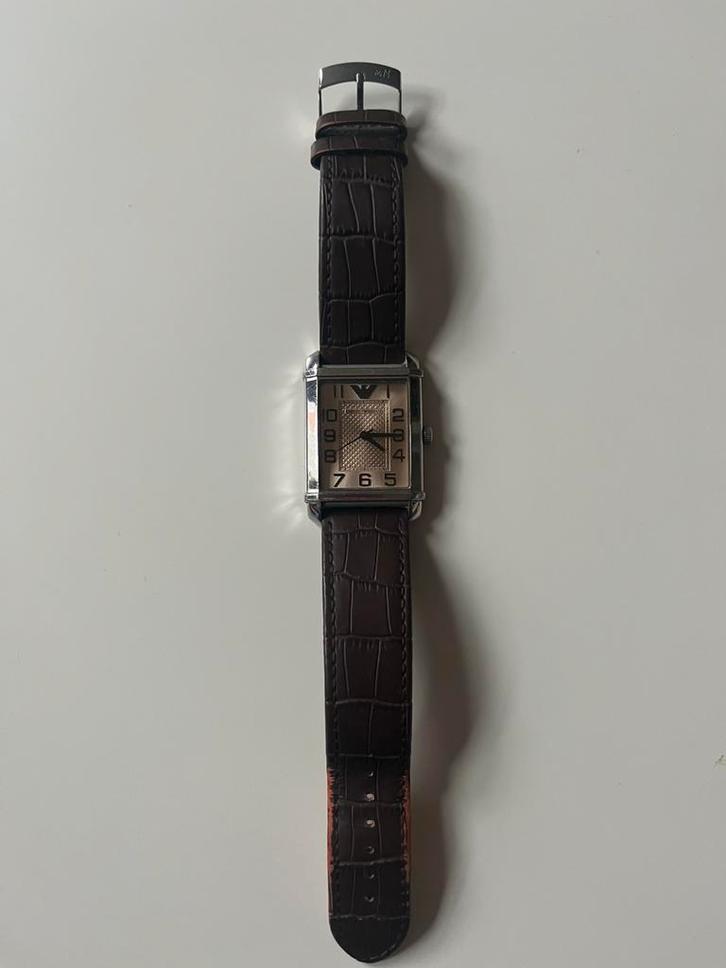 Armani herenhorloge, Sieraden, Tassen en Uiterlijk, Horloges | Heren, Zo goed als nieuw, Polshorloge, Overige merken, Staal, Leer