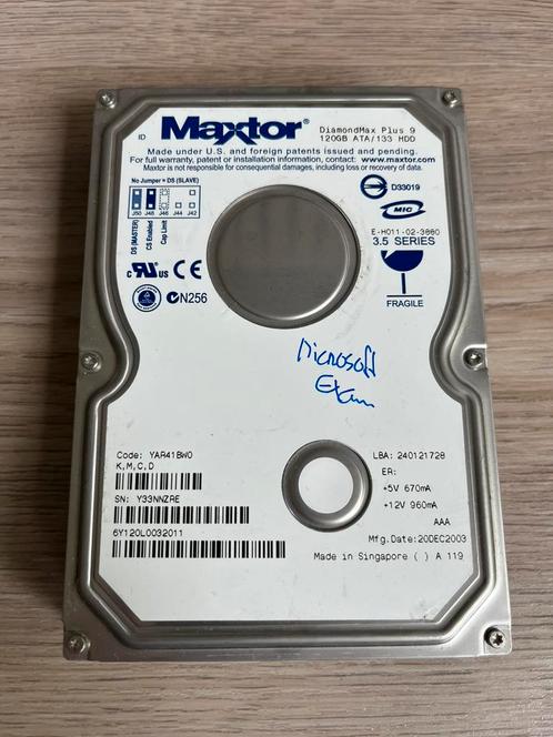 Maxtor DiamondMax Plus 9 120GB IDE HDD, Computers en Software, Harde schijven, Gebruikt, Ophalen of Verzenden
