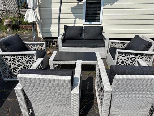 Loungeset wit met kussens intratuin, Tuin en Terras, Tuinsets en Loungesets, Zo goed als nieuw, Loungeset, Bank, Ophalen