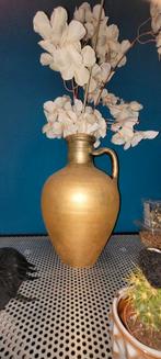 Gouden Vaas met Kunstbloemen, Overige materialen, Gebruikt, Geel, Ophalen of Verzenden