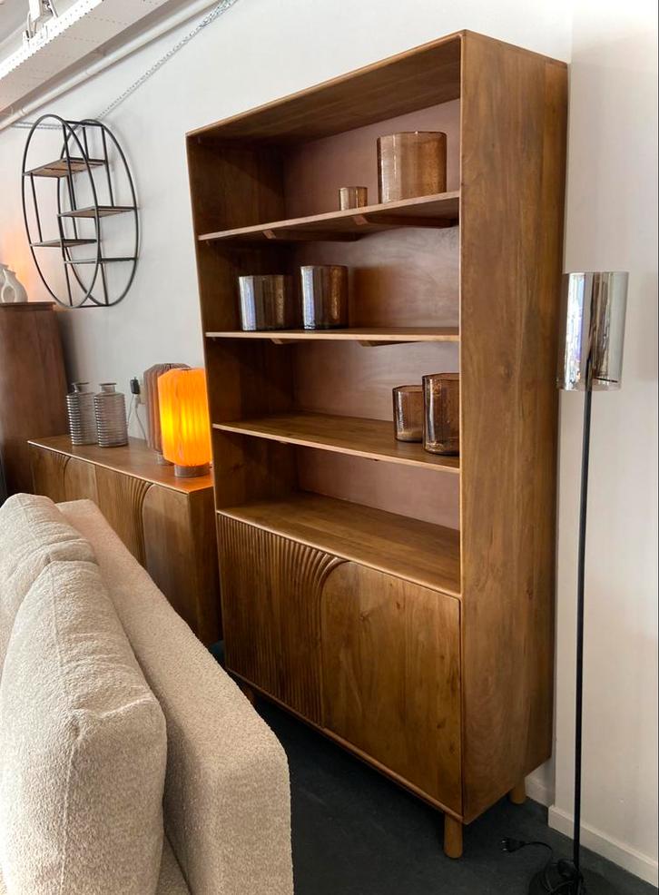 Nieuwe wandkast 200x110 massief hout japandi vintage retro, Huis en Inrichting, Kasten | Boekenkasten, Nieuw, 100 tot 150 cm, 200 cm of meer