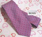 HUGO BOSS 🧐100% zijden stropdas rood roze motief, Verzenden, Zo goed als nieuw, Hugo Boss, Met patroon