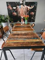 Gerecycled sloophout eettafel, Huis en Inrichting, Tafels | Eettafels, Ophalen, Overige materialen, Gebruikt, 50 tot 100 cm