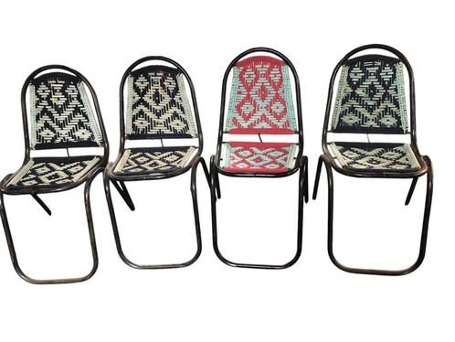 vintage metalen stoelen met touw, Antiek en Kunst, Antiek | Meubels | Stoelen en Banken, Ophalen