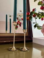 Messing kandelaar kandelaars kandelaren set koper slank, Overige kleuren, Brons of Koper, M, Ophalen of Verzenden