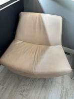 Mooie roomwit/creme lederen fauteuil, Ophalen, Zo goed als nieuw, 50 tot 75 cm