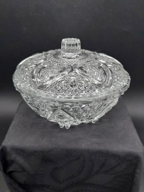 Mooi glazen bonbonschaaltje met deksel, Antiek en Kunst, Antiek | Glas en Kristal, Ophalen of Verzenden