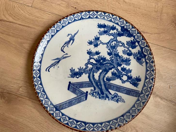 Zeldzame Oude Schaal met Blauwe Decoratie, Antiek en Kunst, Antiek | Keramiek en Aardewerk, Ophalen of Verzenden