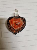 ketting hanger hart met roos van glas, Ophalen of Verzenden