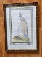 Ets Dame in jurk Mode, Antiek en Kunst, Kunst | Etsen en Gravures, Ophalen of Verzenden