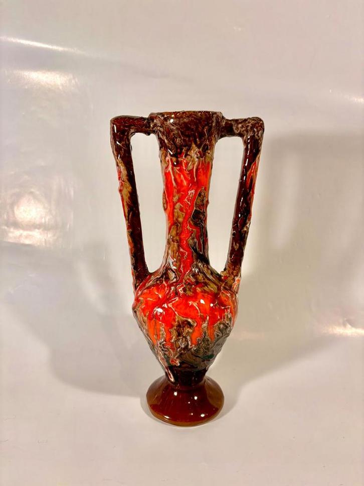 Vaas oranje Vallauris 60/70s,, Antiek en Kunst, Antiek | Vazen, Ophalen