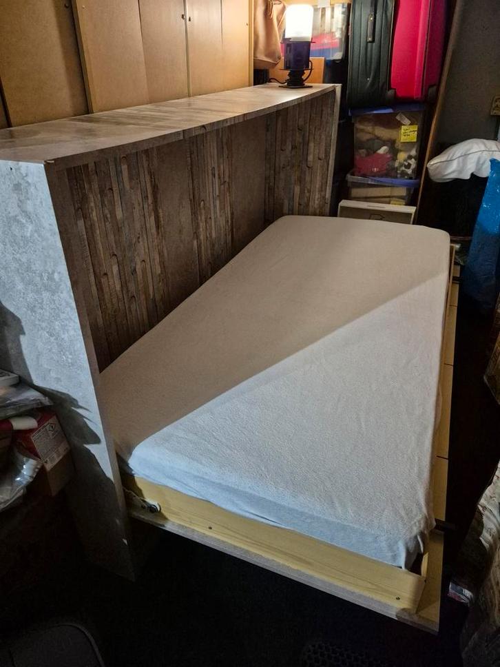 Ruimtebesparende opklapbed, Huis en Inrichting, Slaapkamer | Bedden, Gebruikt, Eenpersoons, 80 cm, Hout, Ophalen