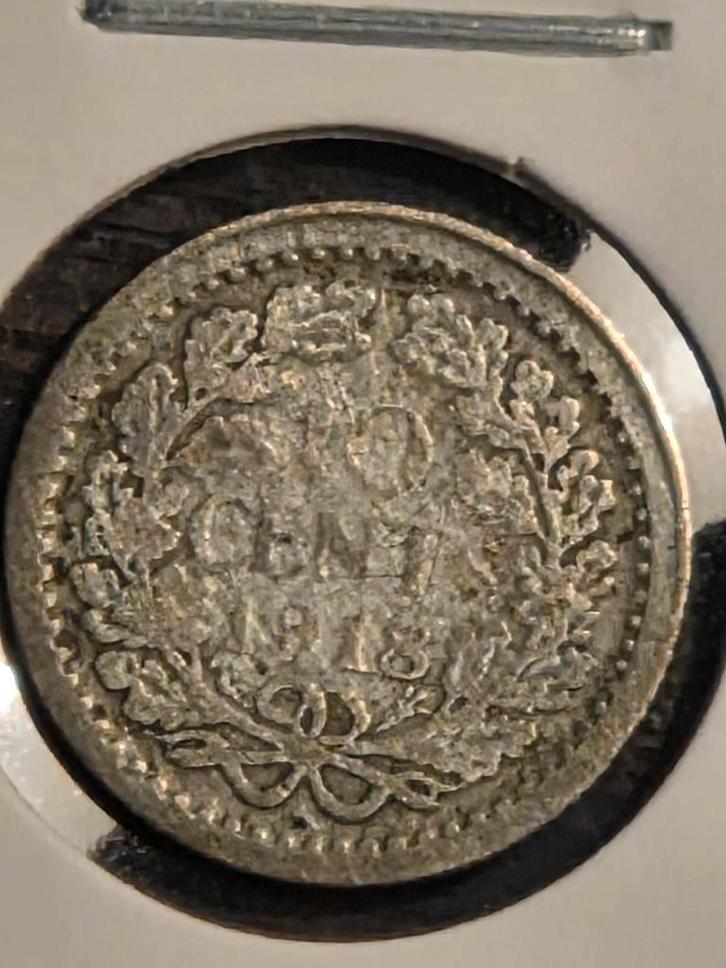 1918 Nederland 10 Cent - Wilhelmina, Postzegels en Munten, Munten | Nederland, Losse munt, 10 cent, Koningin Wilhelmina, Zilver