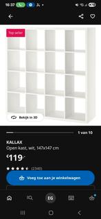 Kallax kast, wit, 147x147 cm, Ophalen, Met plank(en), Kunststof, 100 tot 150 cm