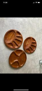 3 vintage teak houten borden, Ophalen of Verzenden