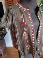 Groen suedine vest jasje franjes 48 50 52, Kleding | Dames, Grote Maten, Ophalen of Verzenden, Zo goed als nieuw, Groen, Blouse of Tuniek