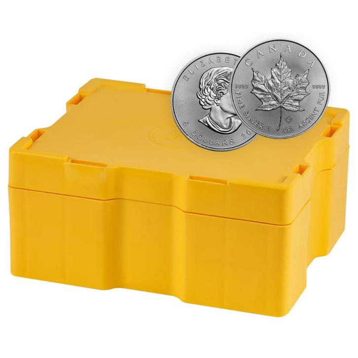 Monsterbox Maple Leaf Zilveren munten - 500x 1 troy ounce, Postzegels en Munten, Edelmetalen en Baren, Zilver, Ophalen