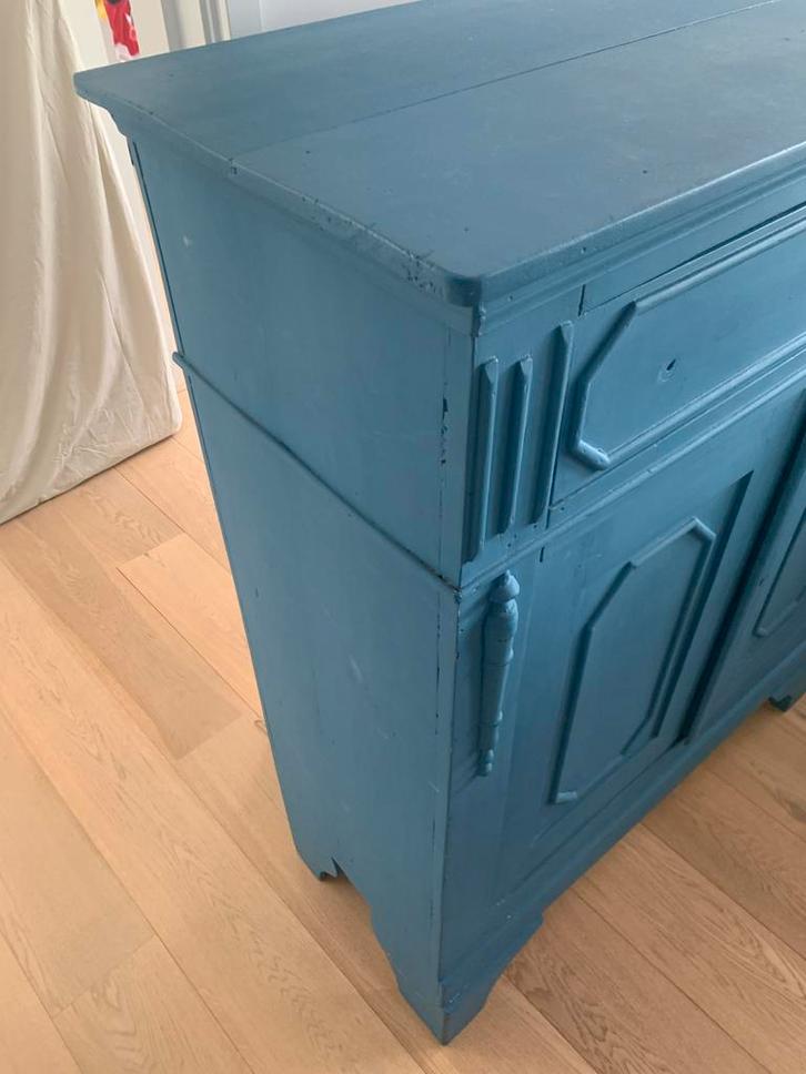 Antieke Blauwe Kast met Lade en Deuren - Uniek Stuk!!, Antiek en Kunst, Antiek | Meubels | Kasten, Ophalen