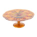 Art Deco Oranje Taartschotel Parelmoer Gebak Schaal Depressi, Antiek en Kunst, Ophalen of Verzenden