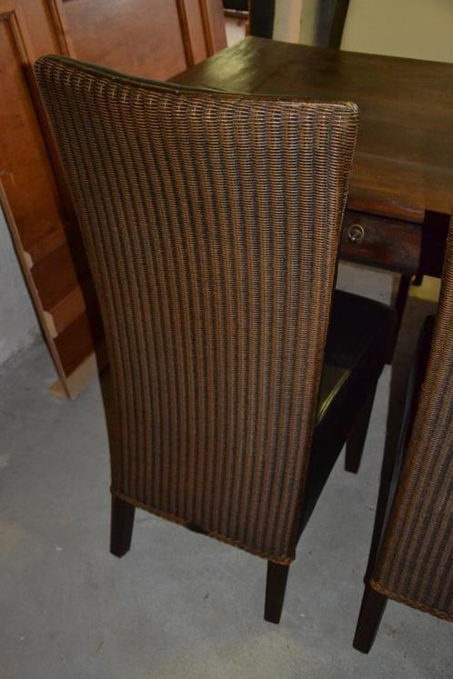 Set van 2 zwarte eetkamerstoelen, Huis en Inrichting, Stoelen, Zo goed als nieuw, Twee, Hout, Leer, Riet of Rotan, Zwart, Ophalen