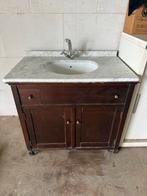 Vintage Wasmeubel met Marmeren Blad, Gebruikt, Minder dan 100 cm, Wastafelkast, 50 tot 75 cm