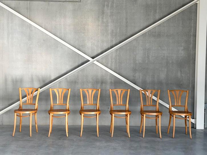 Vintage Eetkamerstoelen | Set van 6, Huis en Inrichting, Stoelen, Bruin, Ophalen of Verzenden