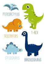 Poster Dinosaurus kleur A3 kinderkamer babykamer jongen kind, Rechthoekig Staand, Verzenden, Nieuw, A1 t/m A3