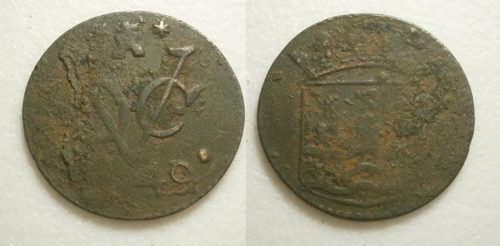 Zeeland VOC Duit 1749, Postzegels en Munten, Munten | Nederland, Losse munt, 1 cent, Vóór koninkrijk, Ophalen of Verzenden