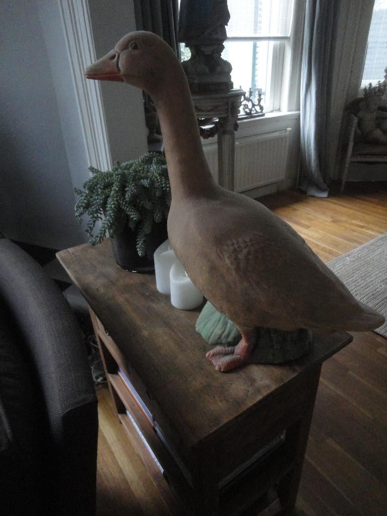 oude KUNSTSTOF GANS, hoogte 54 cm / tuinbeeld, Ophalen of Verzenden