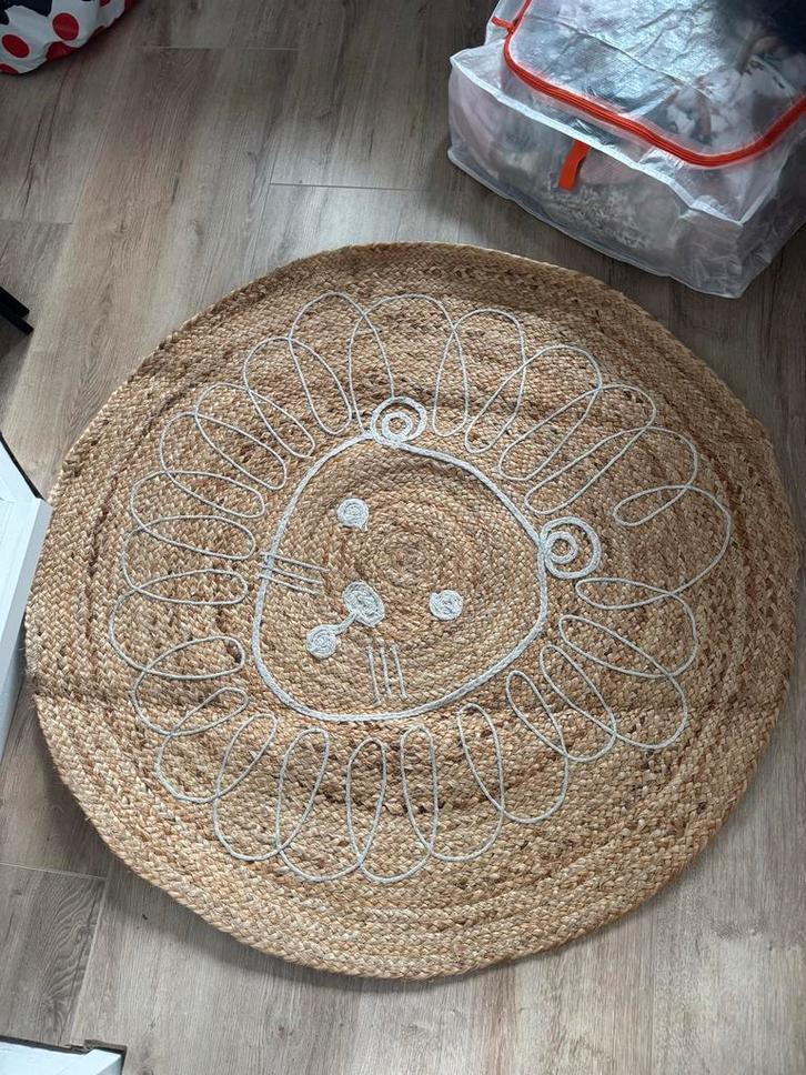Leuk jute Leeuw Vloerkleed - 100cm, Huis en Inrichting, Stoffering | Tapijten en Kleden, Zo goed als nieuw, 100 tot 150 cm, Rond