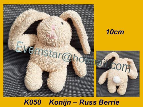K050 Konijn : badstof konijntje (10cm) Russ Berrie?, Kinderen en Baby's, Speelgoed | Knuffels en Pluche, Zo goed als nieuw, Konijn