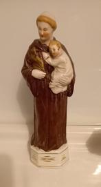 Antiek beeldje Sint Antonius van Padua met teunisbloem, Antiek en Kunst, Antiek | Religie, Ophalen