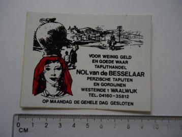 sticker oud Nol vd Besselaar tapijt waalwijk perzisch retro  beschikbaar voor biedingen